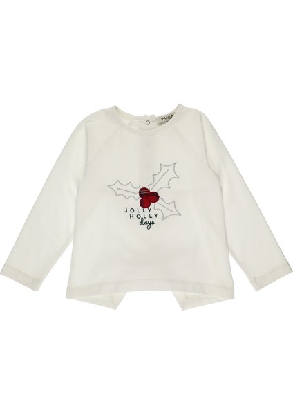 Kız Bebek Nakış Detaylı Uzun Kollu T-Shirt