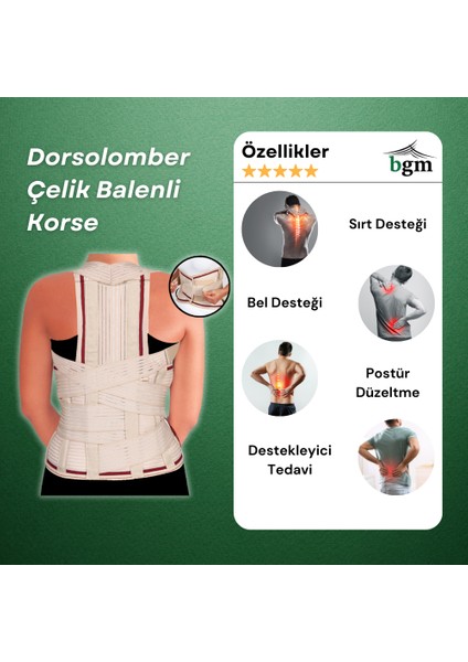 Dorsolomberr Çelik Balenli Korse Yüksek Kalite Sırt Bel Tüm Vücut Destek Dik Duruş Korsesi