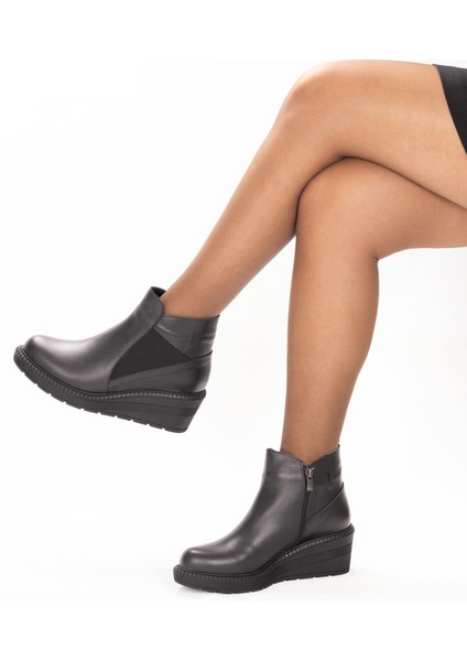 Kadın Hakiki Deri 5,5 cm Dolgu Topuklu Günlük Bot modelleri