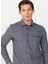 Slim Fit Klasik Yaka Lacivert - Gri Erkek Gömlek 4A2024100025 3