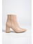MBZFR5006D-N Kadın Nude Kalın Topuklu Sivri Burun Fermuarlı Kısa Bot &bootie 2