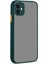 Apple iPhone 11 Kılıf Kılıf Kamera Korumalı Silikon Kenarlı Renkli Düğmeli Arkası Mat Arka Kapak - Yeşil 1