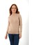 Kadın Bej %100 Organik Pamuk Bisiklet Yaka Saç Örgülü Triko Kazak Örme Bluz TRIST-6154 1