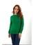 Kadın Yeşil %100 Organik Pamuk Bisiklet Yaka Saç Örgülü Triko Kazak Örme Bluz TRIST-6154 1