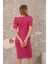 Triko Kumaş Karpuz Kol Kadın Elbise-Fuşya 2
