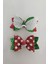 Yılbaşı Christmas Şapka Temalı Simli Kırmızı Pens Kız Çocuk Tokası 2'li Paket 4