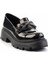Siyah Rugan Kadın Loafer Ayakkabı K01534265408 2