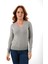 Kadın Gri %100 Organik Pamuk V Yaka Saç Örgülü Triko Kazak Örme Bluz TRIST-6155 1