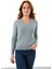 Kadın Petrol %100 Organik Pamuk V Yaka Saç Örgülü Triko Kazak Örme Bluz TRIST-6155 1