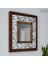 El Yapımı Masif Ahşap & Çiçek Desenli Mermer Duvar Aynası – 34x34 cm | Model: 012.1 1