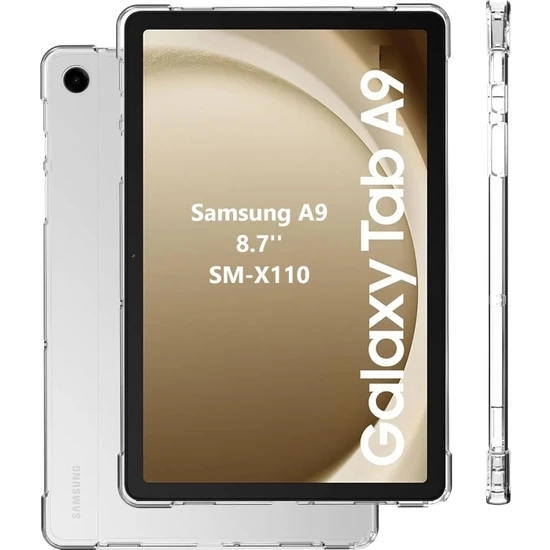 TEKNETSTORE Samsung Galaxy Tab A9 8.7'' Inç Tablet Uyumlu Silikon Kılıf Şeffaf Köşe Korumalı SM-X110