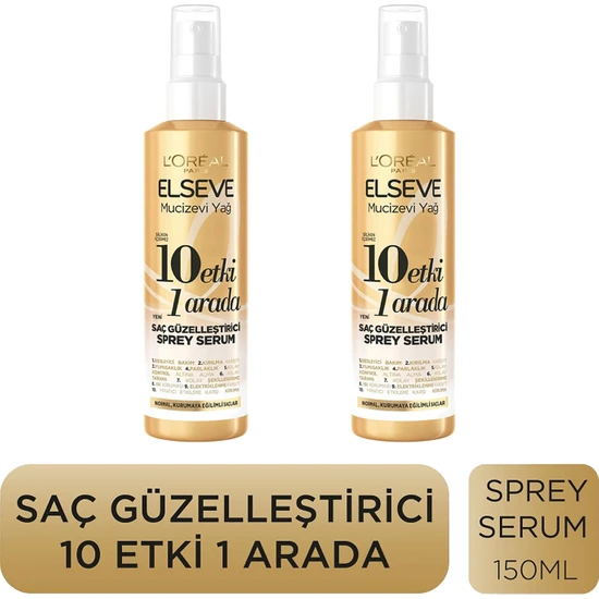Elseve L'oréal Paris Elseve Ikili Mucizevi Yağ 10 Etki 1 Arada Saç Güzelleştirici Sprey Serum 150 ml Seti