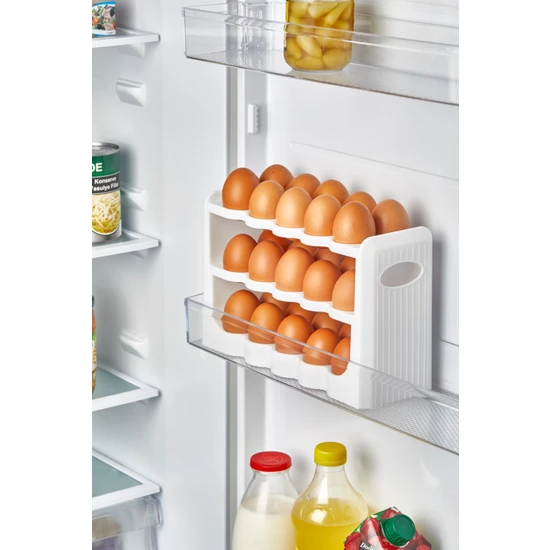 Prosam 30 Bölmeli Yumurta Kutusu 3 Katlı Yumurtalık Buzdolabı Organizeri Saklama Kabı