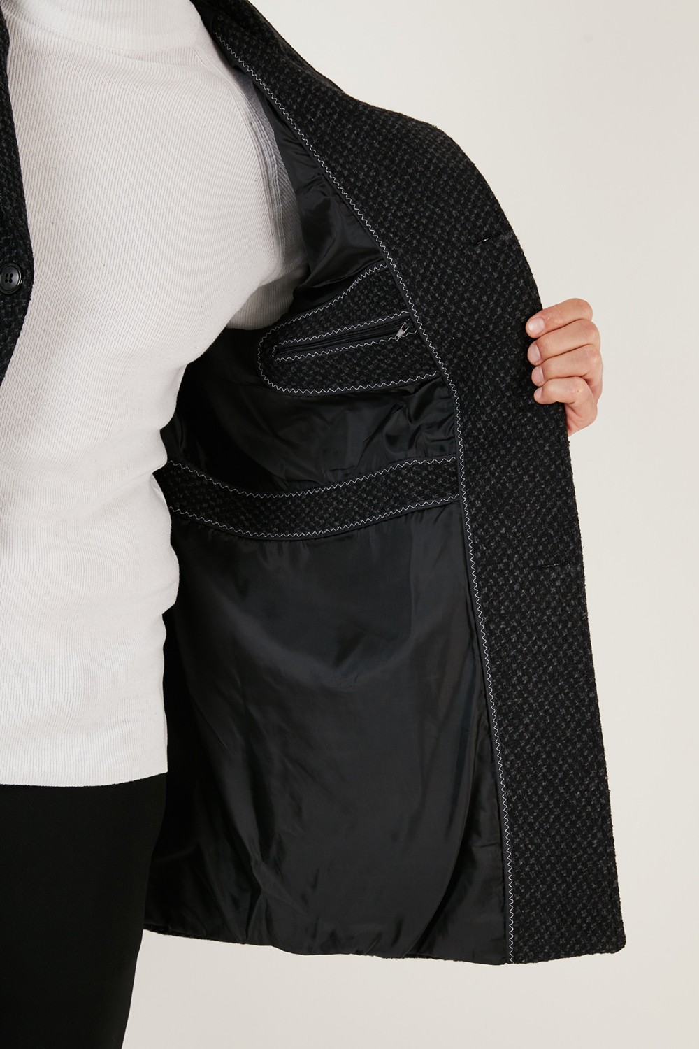 Buratti Düğmeli Kırçıllı Slim Fit Kaşe Kaban Erkek Kaban 5840099N görsel 4
