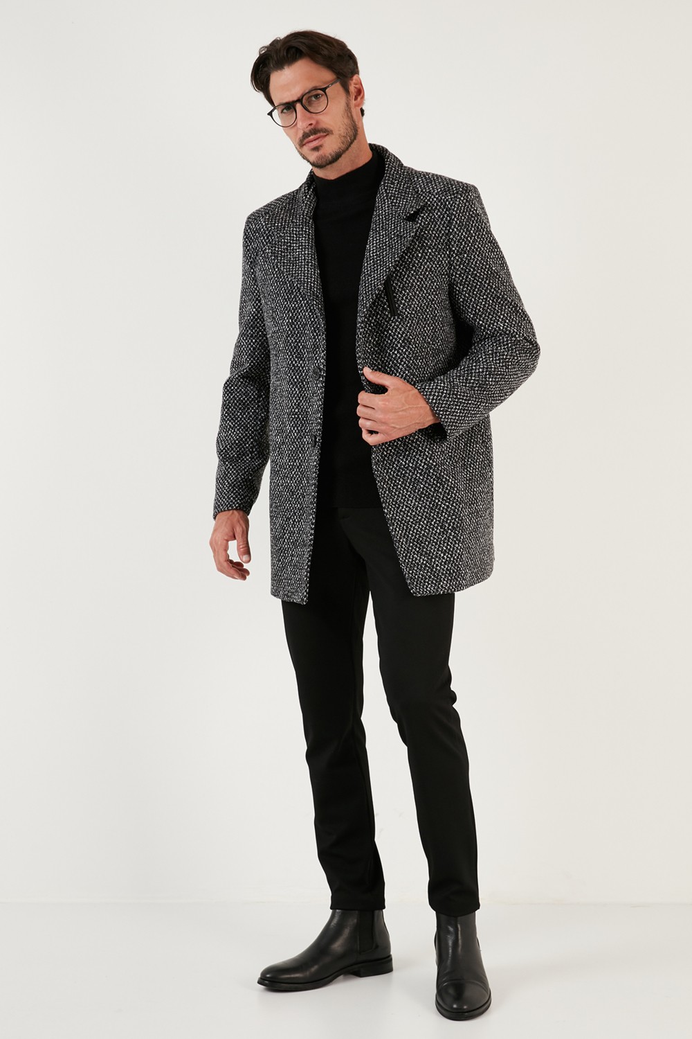 Buratti Düğmeli Kırçıllı Slim Fit Kaşe Kaban Erkek Kaban 5840099N