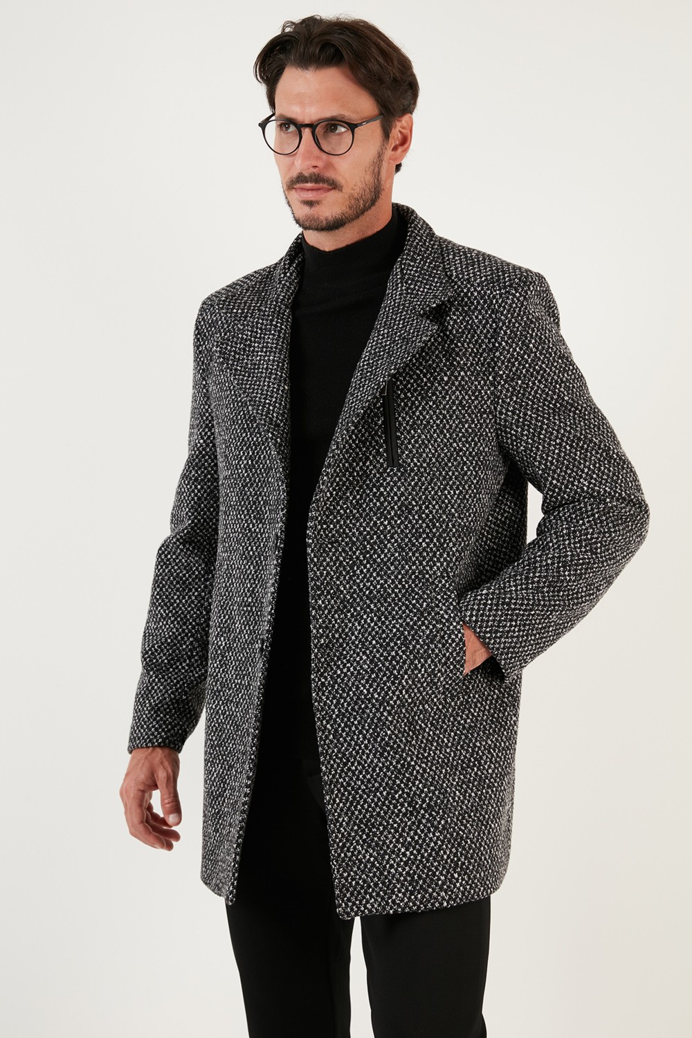 Buratti Düğmeli Kırçıllı Slim Fit Kaşe Kaban Erkek Kaban 5840099N görsel 7