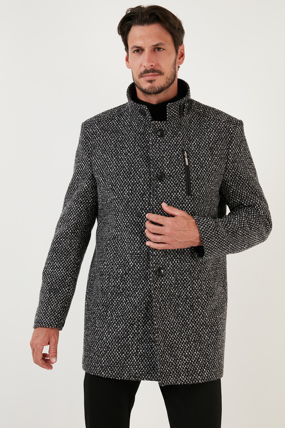 Buratti Düğmeli Kırçıllı Slim Fit Kaşe Kaban Erkek Kaban 5840099N görsel 8