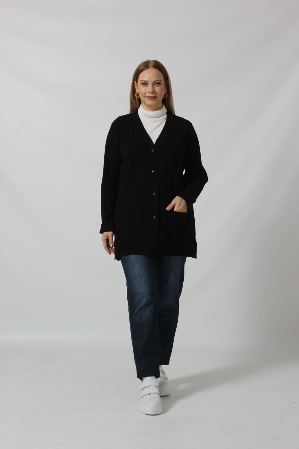 Moda Berray Düğmeli Cepli Hırka görsel 5