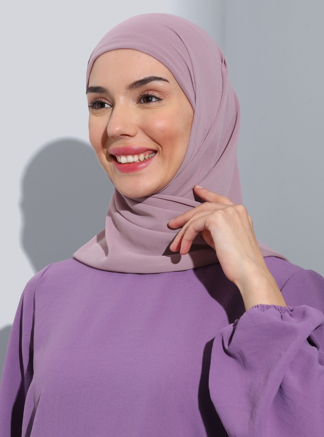 Ecardin Bone Ecardin ST103-BONELİ Şifon Oval Eşarp 46 Leylak- Leylak - Ecardin görsel 4