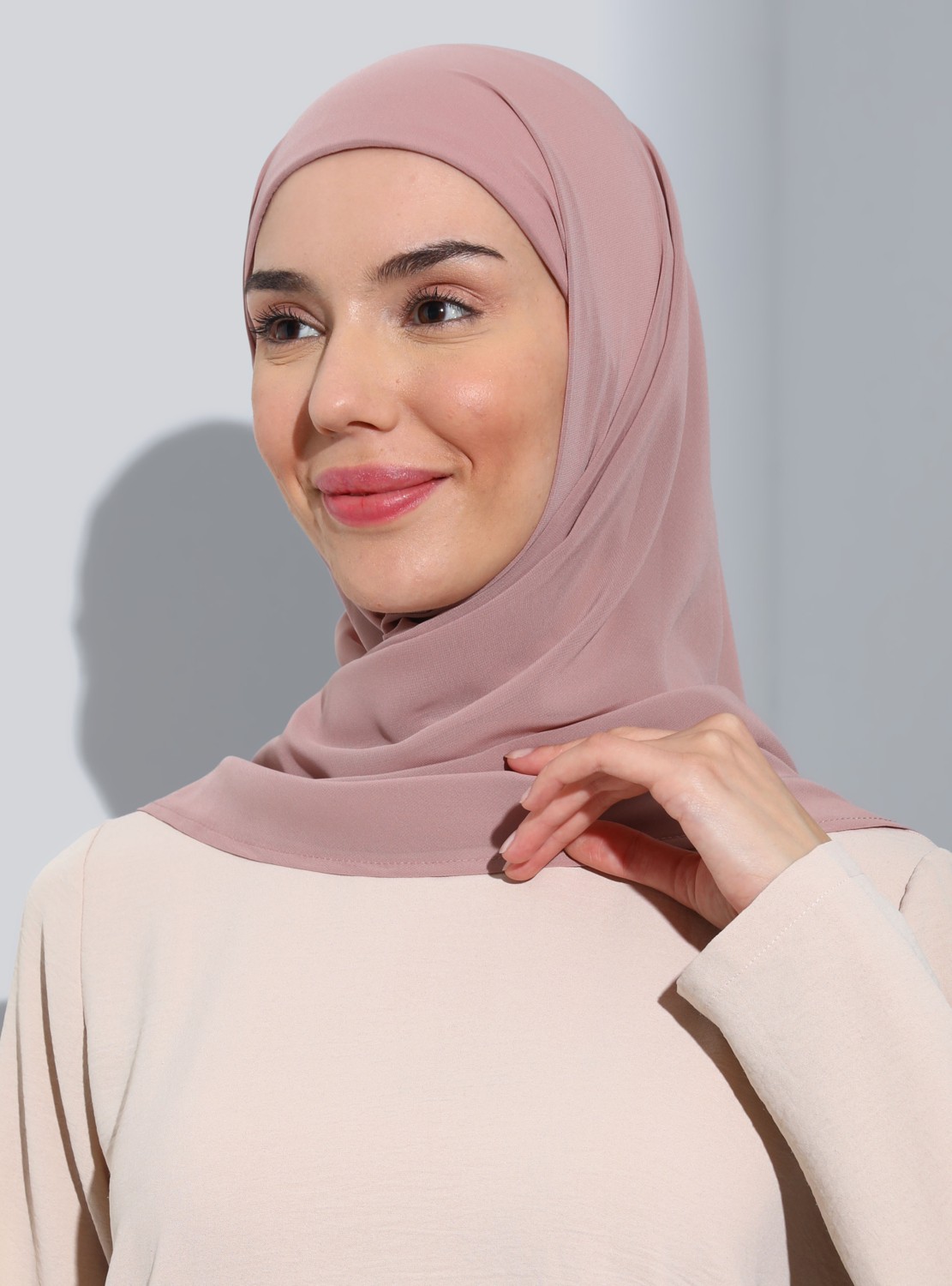 Ecardin Bone Ecardin ST103-BONELİ Şifon Oval Eşarp 66 Mat Somon - Somon- Ecardin