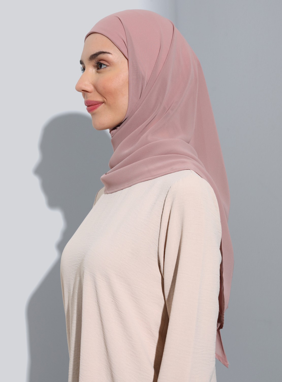 Ecardin Bone Ecardin ST103-BONELİ Şifon Oval Eşarp 66 Mat Somon - Somon- Ecardin görsel 3