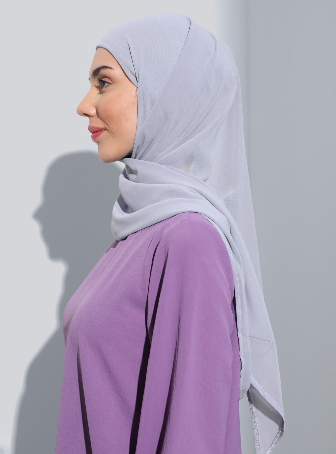 Ecardin Bone Ecardin ST103-BONELİ Şifon Oval Eşarp 28 Açık Gri - Açık Gri - Ecardin görsel 2