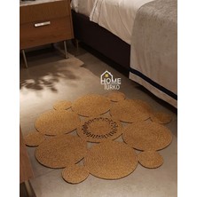 Home Turko Moderin Hasır, Yuvarlak, Desenli Naturel Jüt Hasır Kilim, Mutfak,salon Halısı /hediyelik, Ev Dekoru