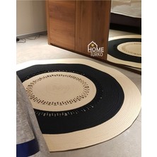 Home Turko Moderin Hasır, Yuvarlak, Desenli Naturel Jüt Gri Kilim, Mutfak,salon Halısı /hediyelik, Ev Dekoru