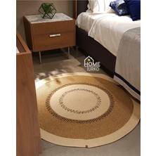 Home Turko Moderin Hasır, Yuvarlak, Desenli Naturel Jüt Gri Kilim, Mutfak,salon Halısı /hediyelik, Ev Dekoru