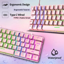 Katsuta Blue Switch Mekanik Mini 62 Tuşlu Rgb Gaming Oyuncu Klavyesi - Pembe