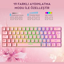 Katsuta Blue Switch Mekanik Mini 62 Tuşlu Rgb Gaming Oyuncu Klavyesi - Pembe