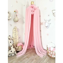 Miniminitoys, Çocuk Odası Tül Cibinlik, Pembe Tül Cibinlik Yoğun Pileli.