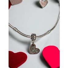 Stone Family Çelik Bileklik Uyumlu, Red Heart People Charm