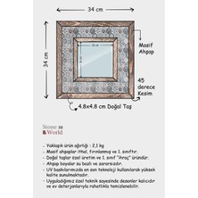 Stone World Masif Ahşap ve Desenli Mermerden Ayna - 021.1 - 34x34cm