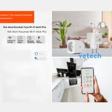 Vetech Tuya Destekli Akım Korumalı Akıllı Priz Rgb Işıklı Mobil Uzaktan Kontrollü
