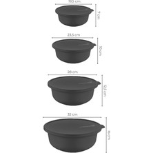 Yakin Market Tupy Kapaklı Kase 4lü Set Antrasit