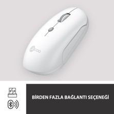 Lecoo  WS211 Dual Mod 2.4GHz WiFi + Bluetooth 1600DPI 6 Tuşlu Şarjlı Sessiz Kompakt Kablosuz Optik Mouse Beyaz