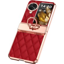 Xshop Oppo Find N3 Flip 5g Baskı Pu+Pc Telefon Kılıfı Rhinestone Ring Kickstand Elektraptaşlama Telefon Kapağı (Yurt Dışından)