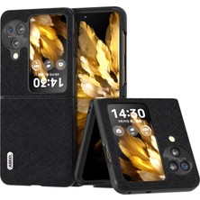 Xshop Oppo Find N3 Flip 5g Telefon Kapağı Orijinal Inek Deri + Pc Çapraz Doku Doku Kıvlatıcı Kılıf (Yurt Dışından)