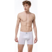 Malabadi Erkek Beyaz Pamuk Elastan Uzun Boxer 073