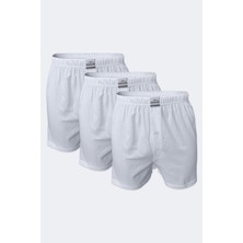 Malabadi Erkek Beyaz 3 Lü Geniş Kalıp %100 Pamuk Boxer 3M024