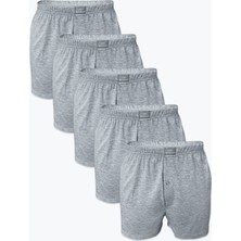 Malabadi Erkek Gri 5 Li Geniş Kalıp Büyük Beden %100 Pamuk Battal Boxer MB2400