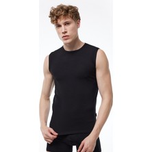 Malabadi Erkek Siyah Yuvarlak Yaka Kolsuz Modal Body 007