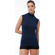 Malabadi Kadın Lacivert Kolsuz Yarım Balıkçı Yaka Modal Body 1044