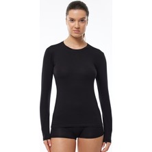 Malabadi Kadın Siyah Yuvarlak Yaka Uzun Kollu Modal Body 182