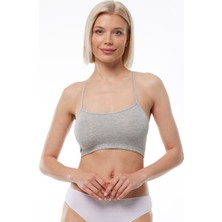 Malabadi Kadın Gri 2 li Paket Ayarlanabilir İp Askılı Pedsiz Modal Penye Büstiyer 1046