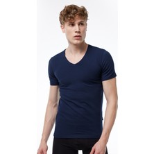 Malabadi Erkek Lacivert V Yaka Kısa Kollu Modal Body 032