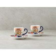 English Home Yılbaşı Cheerful Sunset New Bone China 4 Parça 2 Kişilik Kahve Fincan Takımı Renkli