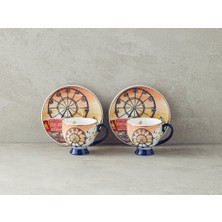 English Home Yılbaşı Cheerful Sunset New Bone China 4 Parça 2 Kişilik Kahve Fincan Takımı Renkli