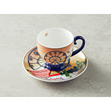 English Home Yılbaşı Cheerful Sunset New Bone China 4 Parça 2 Kişilik Kahve Fincan Takımı Renkli